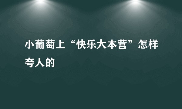 小葡萄上“快乐大本营”怎样夸人的