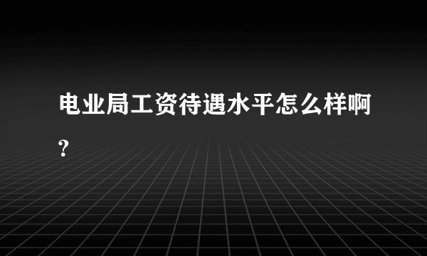电业局工资待遇水平怎么样啊？