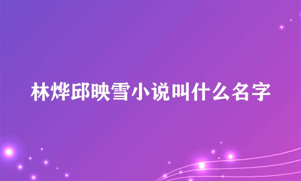 林烨邱映雪小说叫什么名字