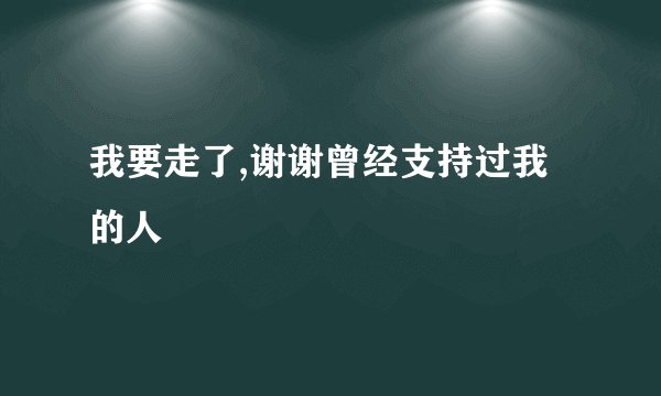 我要走了,谢谢曾经支持过我的人