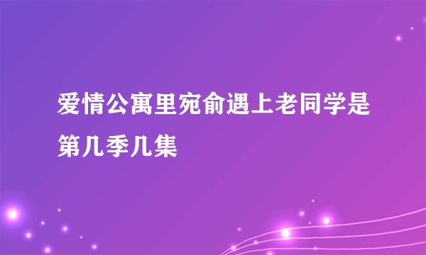 爱情公寓里宛俞遇上老同学是第几季几集
