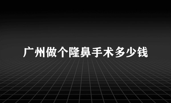 广州做个隆鼻手术多少钱