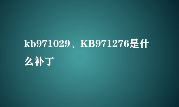 kb971029、KB971276是什么补丁