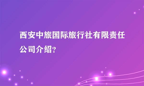 西安中旅国际旅行社有限责任公司介绍？