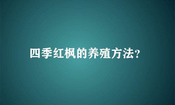四季红枫的养殖方法？