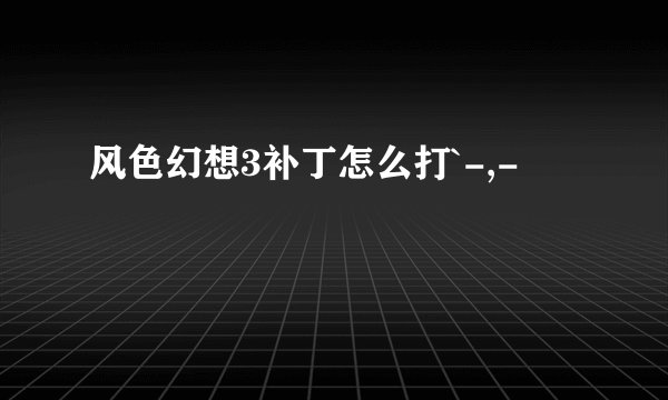 风色幻想3补丁怎么打`-,-