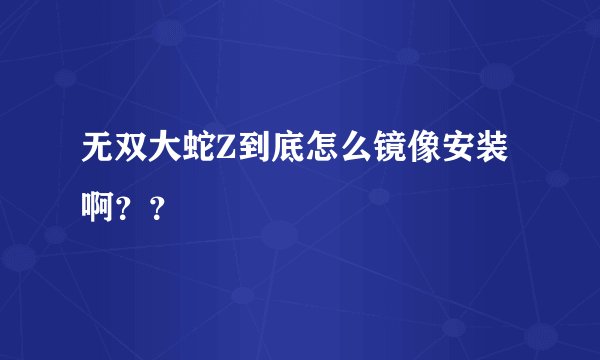 无双大蛇Z到底怎么镜像安装啊？？