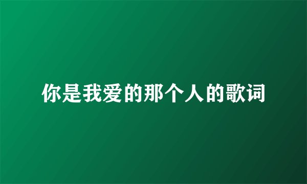 你是我爱的那个人的歌词