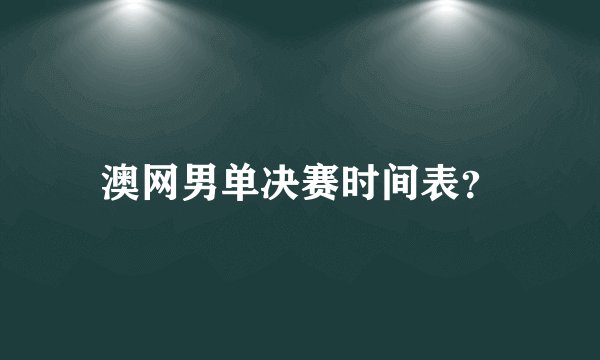 澳网男单决赛时间表？