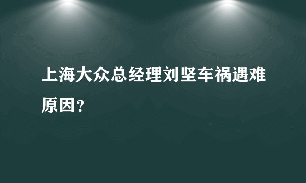上海大众总经理刘坚车祸遇难原因？