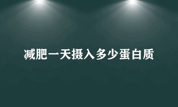 减肥一天摄入多少蛋白质