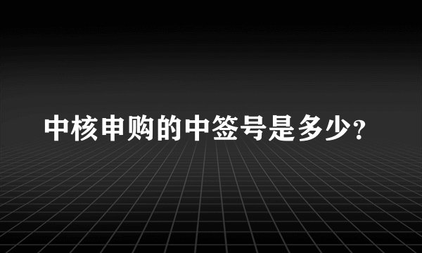 中核申购的中签号是多少？