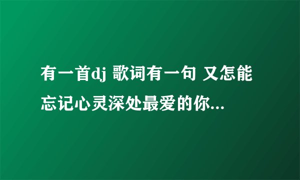 有一首dj 歌词有一句 又怎能忘记心灵深处最爱的你 是什么歌曲