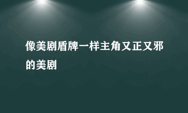 像美剧盾牌一样主角又正又邪的美剧
