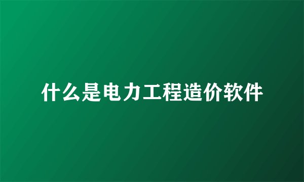 什么是电力工程造价软件