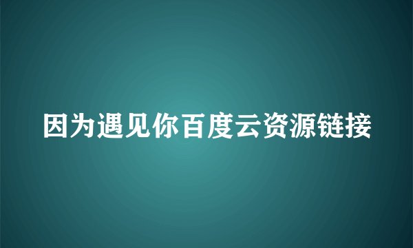 因为遇见你百度云资源链接