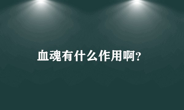血魂有什么作用啊？