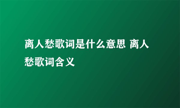 离人愁歌词是什么意思 离人愁歌词含义