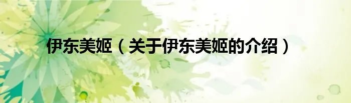 伊东美姬（关于伊东美姬的介绍）