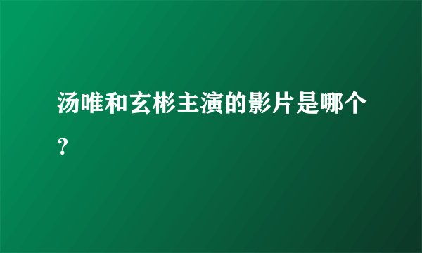 汤唯和玄彬主演的影片是哪个？