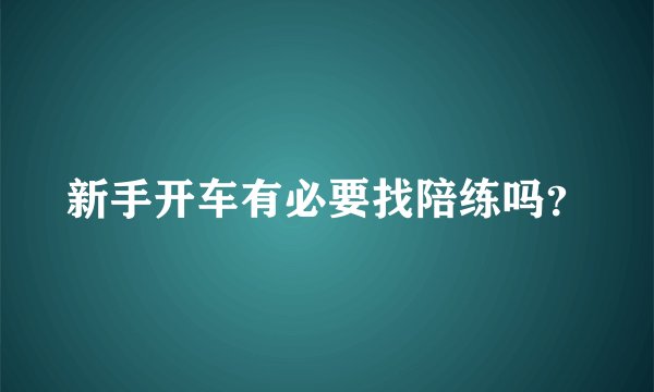 新手开车有必要找陪练吗？
