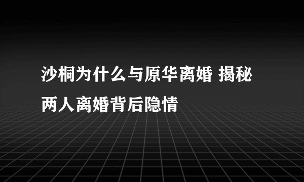 沙桐为什么与原华离婚 揭秘两人离婚背后隐情