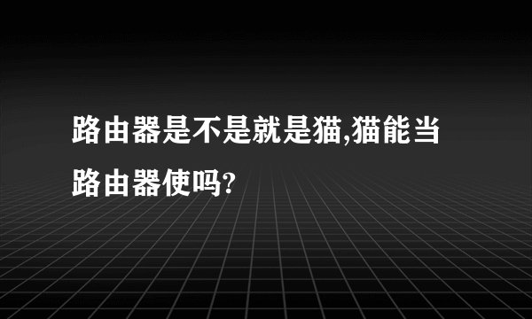 路由器是不是就是猫,猫能当路由器使吗?