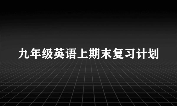 九年级英语上期末复习计划