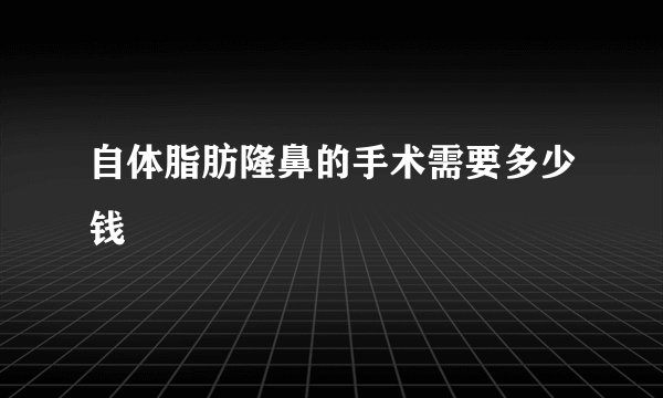 自体脂肪隆鼻的手术需要多少钱