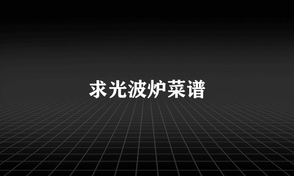 求光波炉菜谱