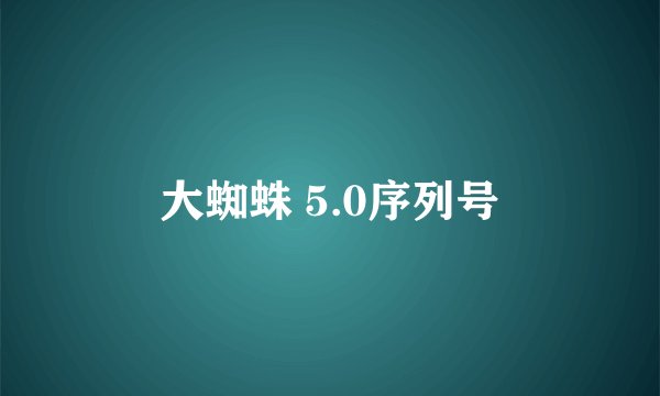 大蜘蛛 5.0序列号