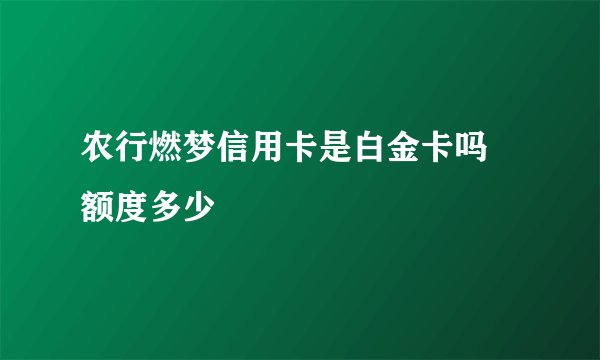 农行燃梦信用卡是白金卡吗 额度多少