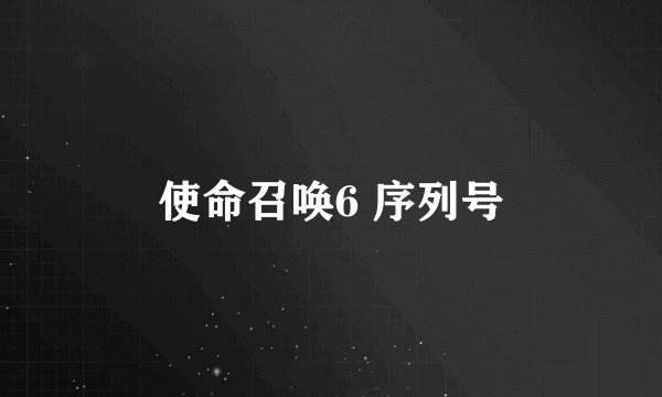 使命召唤6 序列号