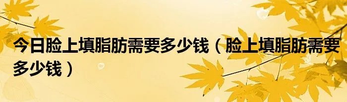 今日脸上填脂肪需要多少钱（脸上填脂肪需要多少钱）