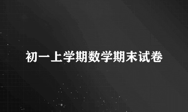 初一上学期数学期末试卷