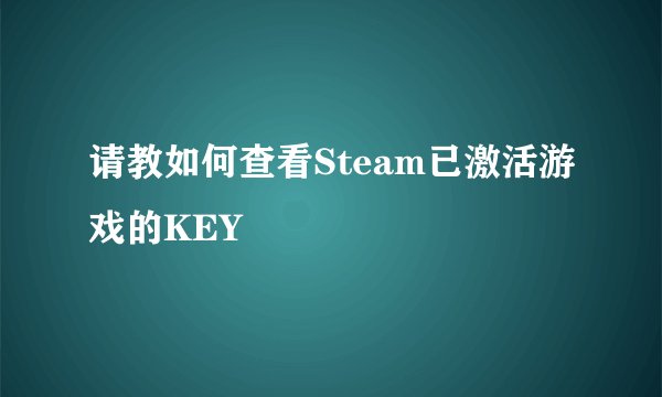 请教如何查看Steam已激活游戏的KEY