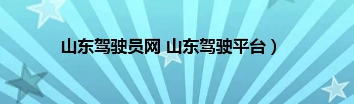 山东驾驶员网 山东驾驶平台）