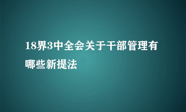 18界3中全会关于干部管理有哪些新提法