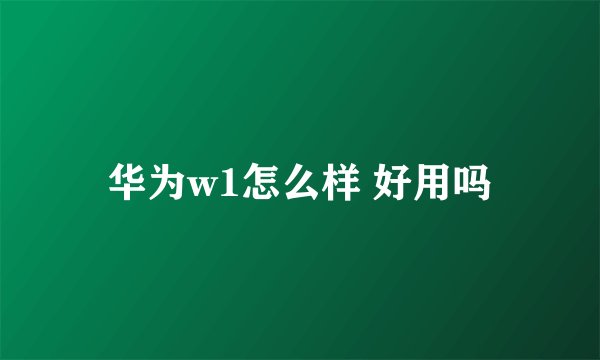 华为w1怎么样 好用吗