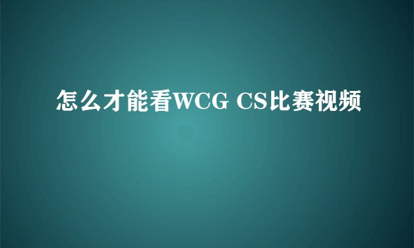 怎么才能看WCG CS比赛视频
