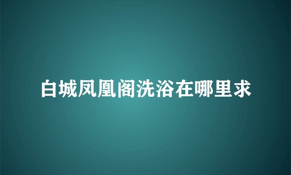 白城凤凰阁洗浴在哪里求
