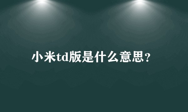小米td版是什么意思？