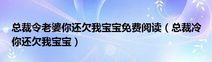 总裁令老婆你还欠我宝宝免费阅读（总裁冷 你还欠我宝宝）