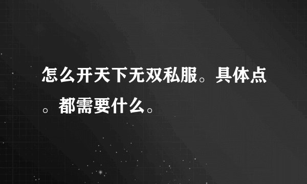 怎么开天下无双私服。具体点。都需要什么。
