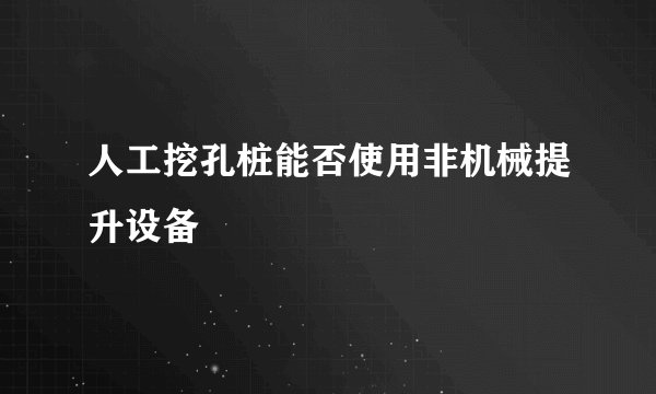 人工挖孔桩能否使用非机械提升设备