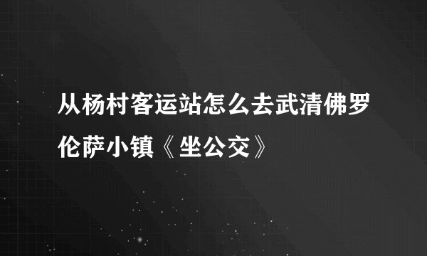 从杨村客运站怎么去武清佛罗伦萨小镇《坐公交》
