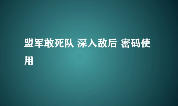 盟军敢死队 深入敌后 密码使用