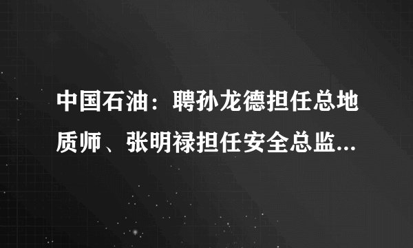 中国石油:聘孙龙德担任总地质师、张明禄担任安全总监、朱国文担任副总裁