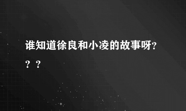 谁知道徐良和小凌的故事呀？？？