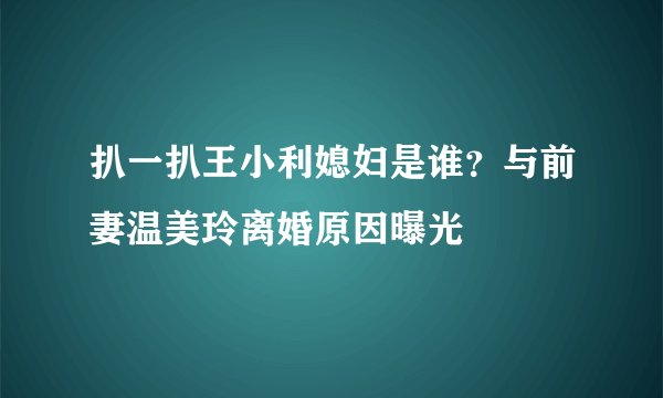扒一扒王小利媳妇是谁？与前妻温美玲离婚原因曝光
